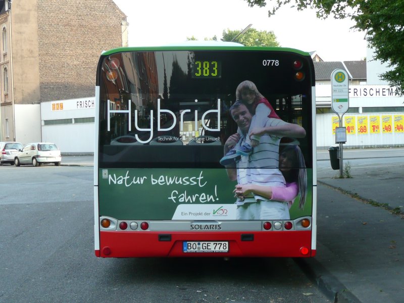 01.09.08,Hybrid-Solaris der BOGESTRA Nr.0778 in Gelsenkirchen-Hllen.