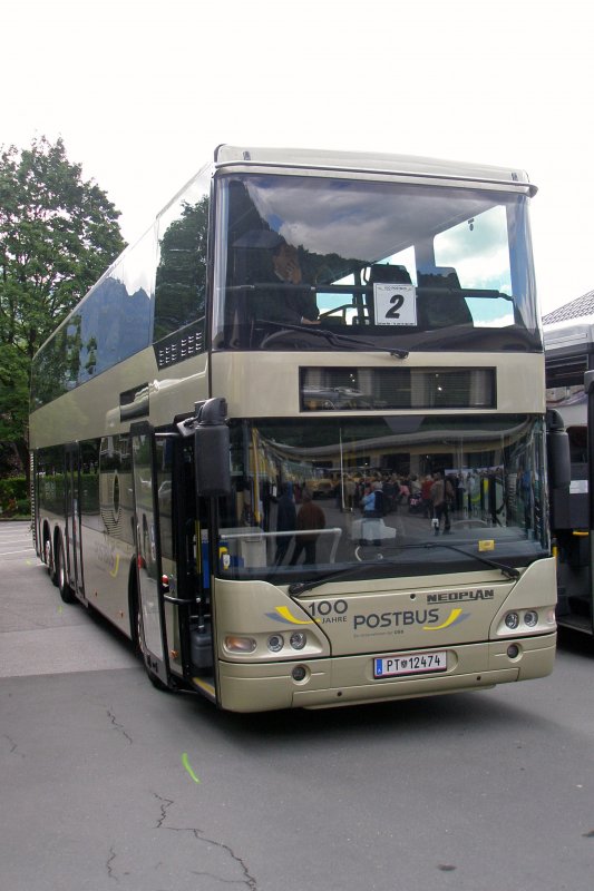 100 Jahre Postbus Osterreich, Festgelande Postgarage Schuttdorf, Zell am See, 18 - 20 mei 2007.

Postbus Neoplan N 4423 UL doppelstock, PT 12474, 18 mei 2007