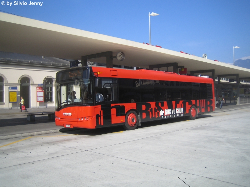 2 von 3 Umlufen auf der Churer Linie 3 werden durch Postauto gefahren. Ein Umlauf aber wird mit den Churer Stadtbussen gefhrt. Am 23.9.09 war der Solaris Nr. 8 mit dieser Aufgabe beschftigt.