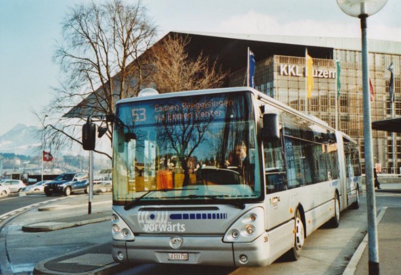 AAGR Rothenburg Nr. 38/LU 233'710 Irisbus am 26. Dezember 2008 Luzern, Bahnhof