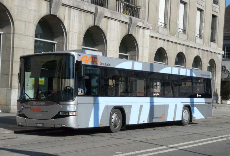AAR  - Scania-Hess Bus Nr.159 AG  441159 bei der Haltestelle vor der Hauptpost in Aarau am 24.02.2008
