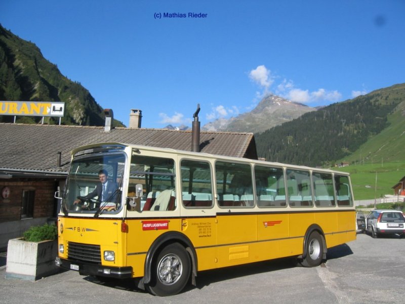 Am 12.08.07 FBW 50 U auf einer Extra- Ausflugsfahrt in Nufenen GR. Dieser FBW wurde vor 40 Jahren fr die Linie Chur- Bellinzona von der PTT beschafen. 