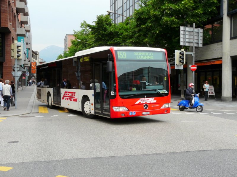 ARL - Mercedes Citaro Nr.12  TI 135212 unterwegs auf der Linie 459 in der Stadt Lugano am 13.05.2009