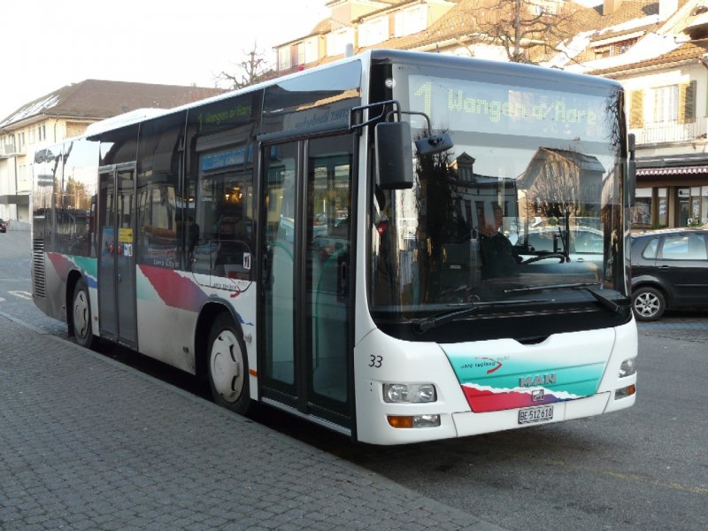 asm - MAN Lion`s City M  Bus Nr.33 BE 512610 unterwegs auf der Linie 1 in Herzogenbuchsee am 30.11.2008