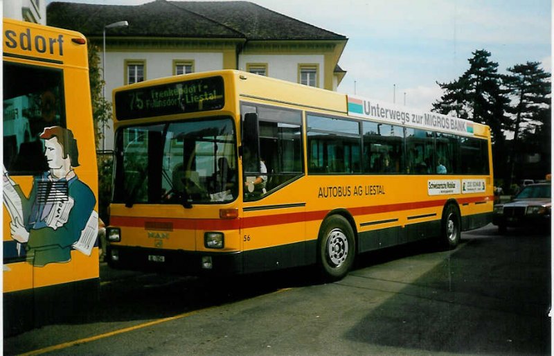 Aus dem Archiv: AAGL Liestal Nr. 56/BL 7854 MAN am 8. Oktober 1997 Liestal, Bahnhof