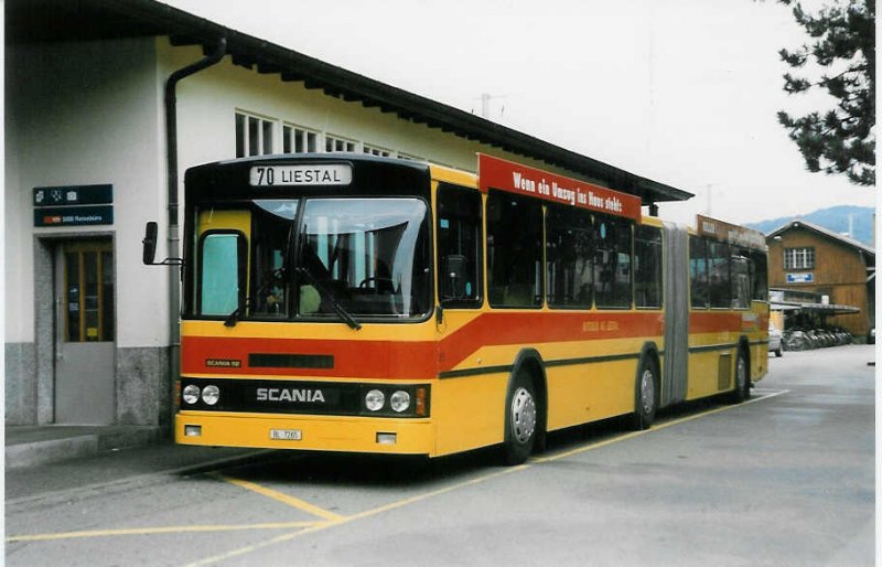 Aus dem Archiv: AAGL Liestal Nr. 85/BL 7265 Scania/FHS am 9. Juli 1998 Liestal, Bahnhof