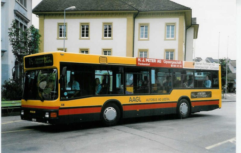 Aus dem Archiv: AAGL Liestal Nr. 58/BL 7528 MAN am 9. Juli 1998 Liestal, Bahnhof