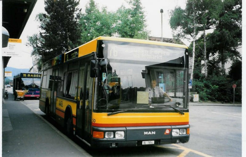 Aus dem Archiv: AAGL Liestal Nr. 50/BL 7854 MAN/Lauber am 9. Juli 1998 Liestal, Bahnhof