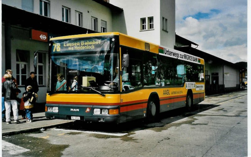 Aus dem Archiv: AAGL Liestal Nr. 53/BL 6556 MAN/Lauber am 19. April 1999 Liestal, Bahnhof