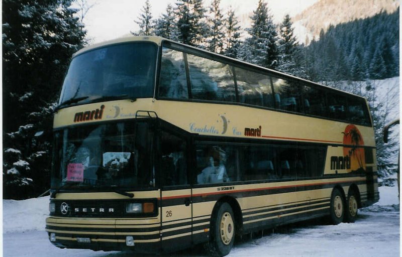 Aus dem Archiv: Marti, Kallnach Nr. 26/BE 102'212 Setra am 12. Januar 1999 Adelboden, Unter dem Birg (Einsatz am Ski-Weltcup von Adelboden)