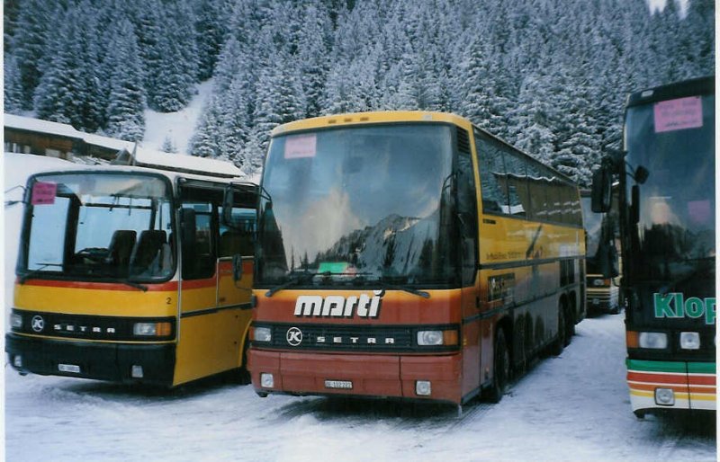 Aus dem Archiv: Marti, Kallnach Nr. 22/BE 102'222 Setra am 12. Januar 1999 Adelboden, Unter dem Birg (Einsatz am Ski-Weltcup von Adelboden)