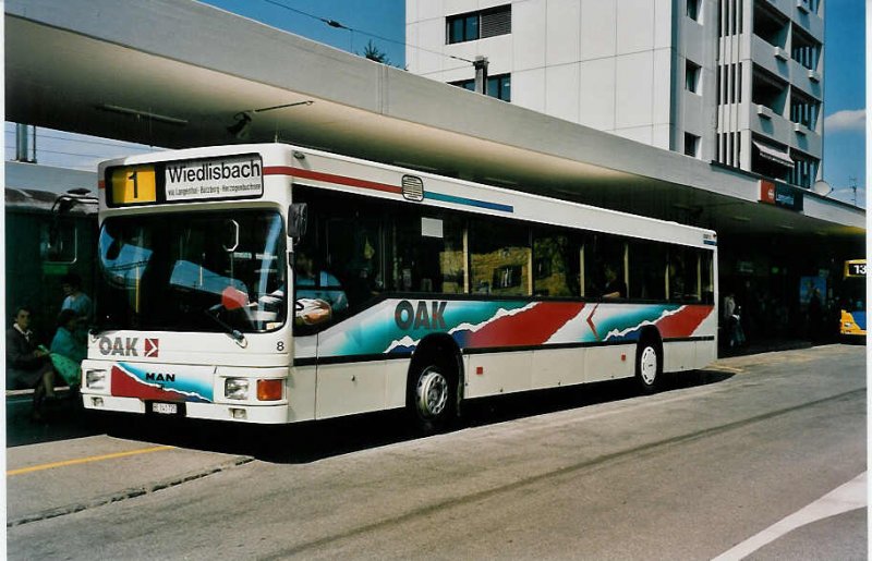 Aus dem Archiv: OAK Wangen a.A. Nr. 8/BE 241'725 MAN am 10. April 1999 Langenthal, Bahnhof