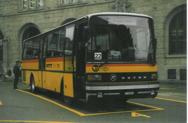 Aus dem Archiv: PTT Regie P 25'039 Setra am 8. Oktober 1996 St. Gallen, Bahnhof