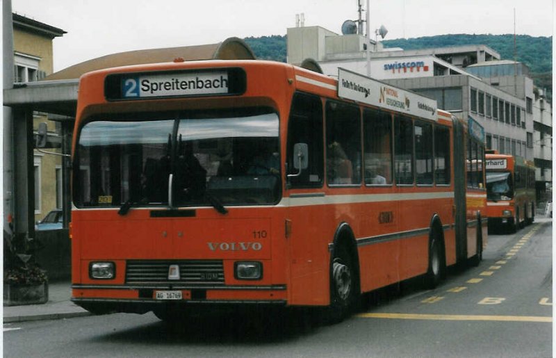 Aus dem Archiv: RVBW Wettingen 110/AG 16'769 Volvo/R&J am 15. Juli 1998 Baden, Bahnhof
