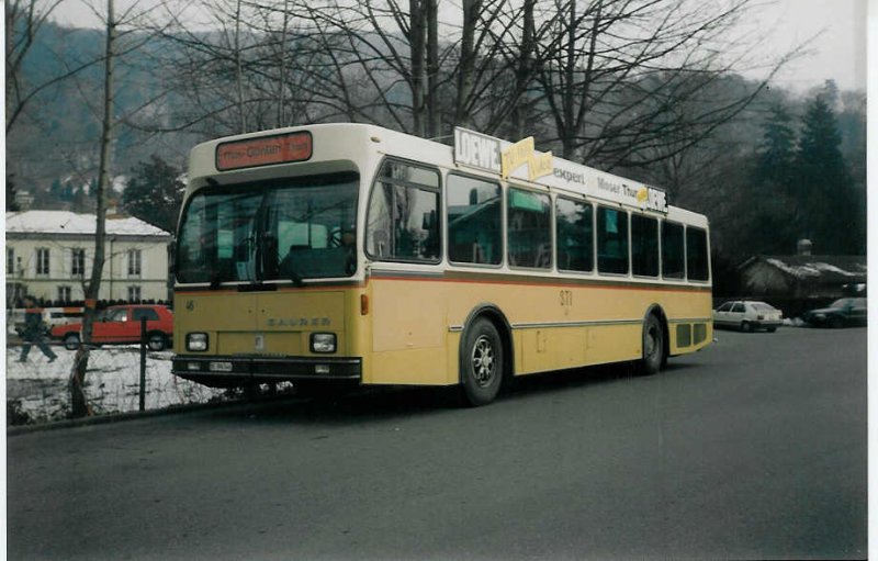 Aus dem Archiv: STI Thun Nr. 46/BE 396'546 Saurer/R&J SH am 4. Februar 1998 Thun, Schifflndte