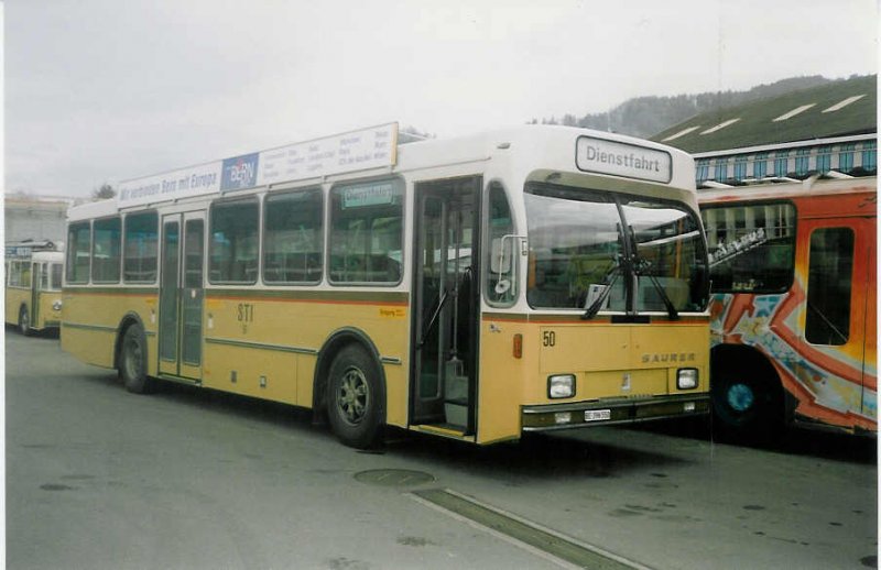 Aus dem Archiv: STI Thun Nr. 50/BE 396'550 Saurer/R&J SH am 4. Mrz 1998 Thun, Garage