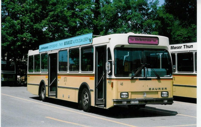 Aus dem Archiv: STI Thun Nr. 46/BE 396'546 Saurer/R&J SH am 23. Mai 1998 Thun, Schifflndte