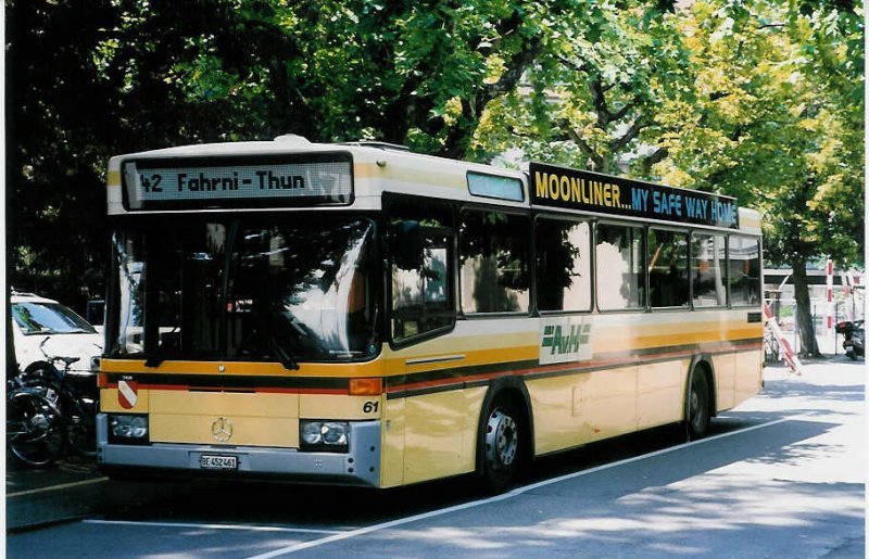 Aus dem Archiv: STI Thun Nr. 61/BE 452'461 Mercedes/R&J O 405 am 25. Juni 1998 Thun, Aarefeld (im Einsatz fr AvH Heimenschwand)