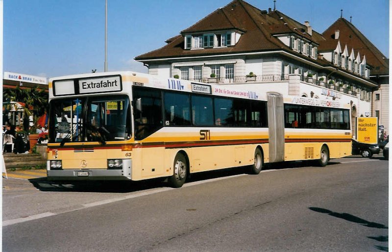 Aus dem Archiv: STI Thun Nr. 63/BE 433'663 Mercedes O 405G am 12. Juni 1999 Thun, Bahnhof