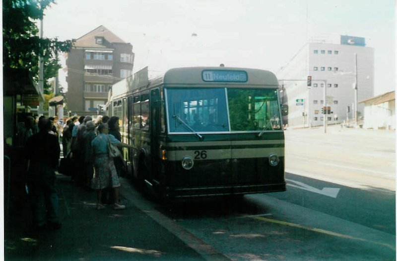 Aus dem Archiv: SVB Bern Nr. 26 FBW/SWS-R&J Gelenktrolleybus am 5. September 1997 Bern, Inselspital