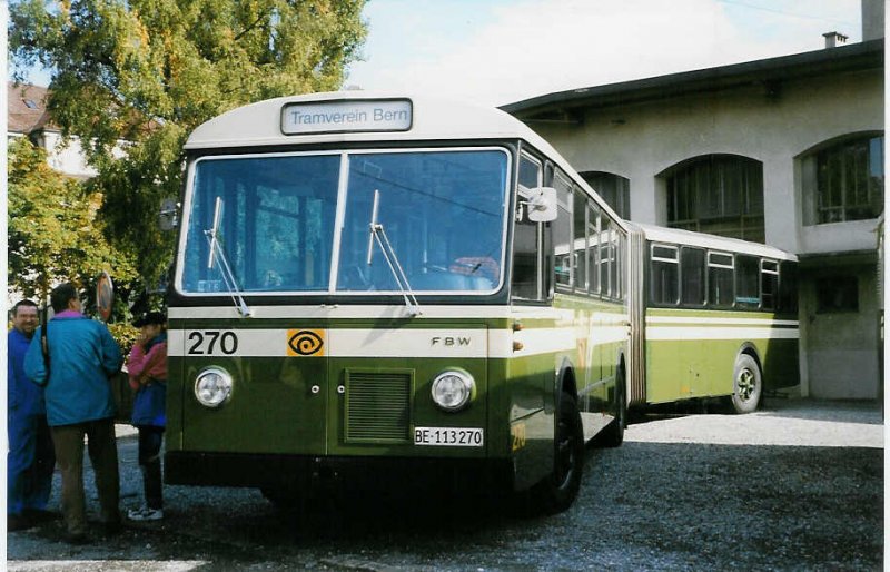 Aus dem Archiv: SVB Bern (Tramverein) Nr. 270/BE 113'270 FBW/SWS-Gangloff am 10. Oktober 1998 Bern, Depot Burgernziel (Jubilum 25 Jahre Tramverein Bern)