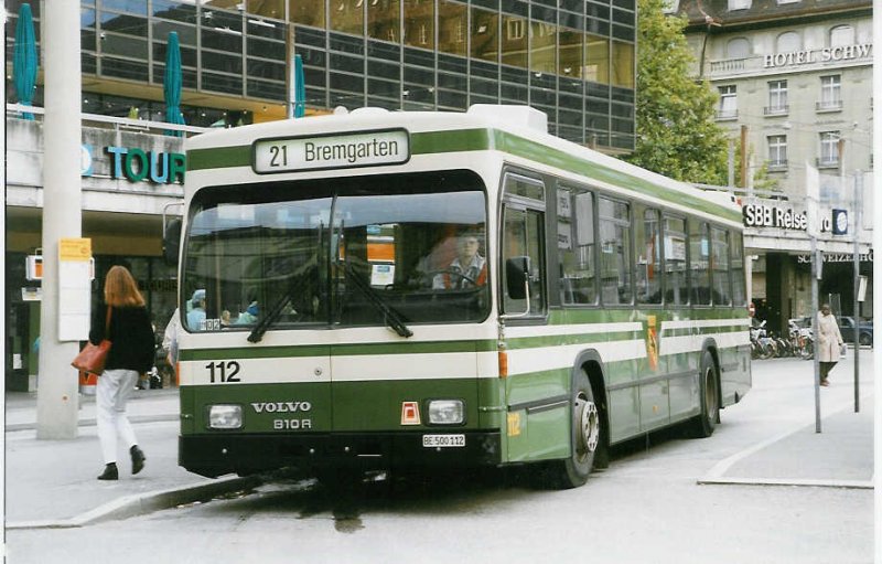 Aus dem Archiv: SVB Bern Nr. 112/BE 500'112 Volvo/R&J am 10. Oktober 1998 Bern, Bahnhof