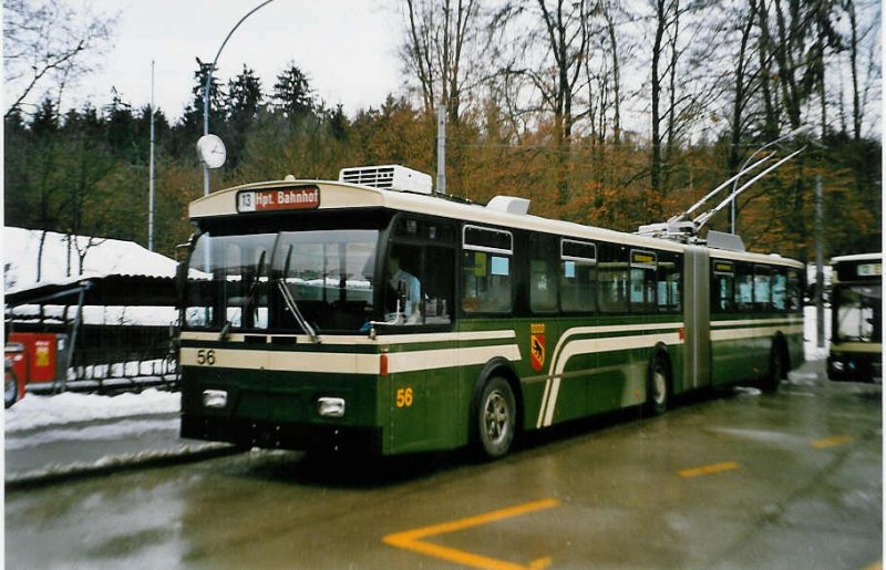 Aus dem Archiv: SVB Bern Nr. 56 FBW/Hess Gelenktrolleybus am 19. Februar 1999 Bern, Bmpliz