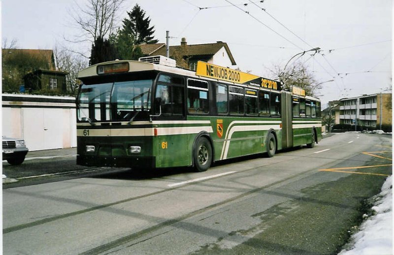 Aus dem Archiv: SVB Bern Nr. 61 FBW/Hess Gelenktrolleybus am 1. Mrz 1999 Bern, Bmpliz