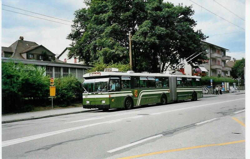 Aus dem Archiv: SVB Bern Nr. 47 FBW/Gangloff Gelenktrolleybus am 9. August 1999 Bern, Bethlehem Sge