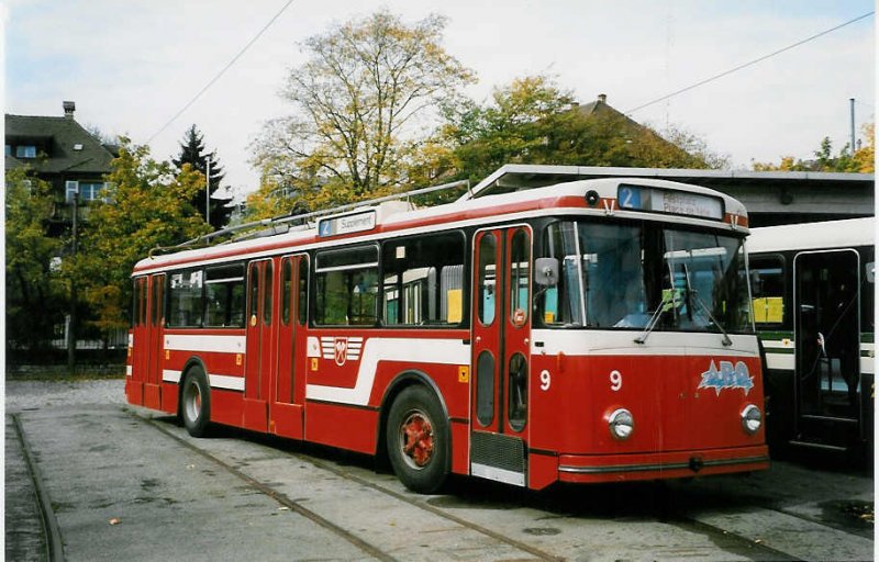 Aus dem Archiv: VB Biel Nr. 9 FBW/R&J Trolleybus am 10. Oktober 1998 Bern, Depot Burgernziel (Jubilum 25 Jahre Tramverein Bern)