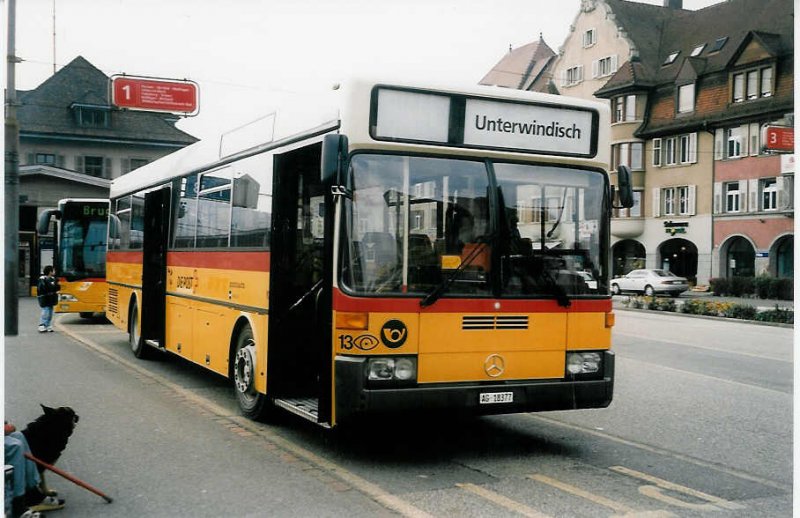 Aus dem Archiv: Voegtlin-Meyer, Brugg Nr. 13/AG 18'377 Mercedes O 405 am 30. Oktober 1999 Brugg, Bahnhof