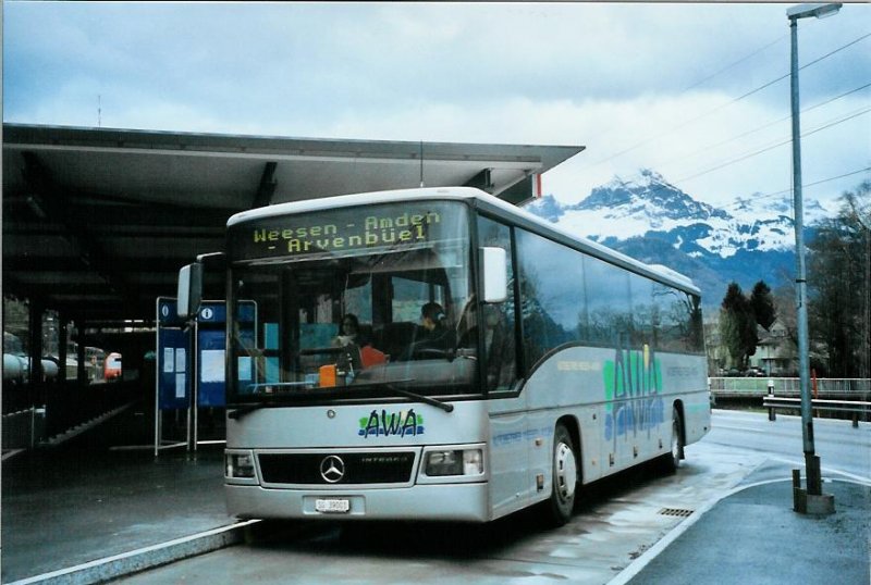 AWA Amden 1/SG 39'001 Mercedes Integro am 1. Mrz 2008 Ziegelbrcke, Bahnhof