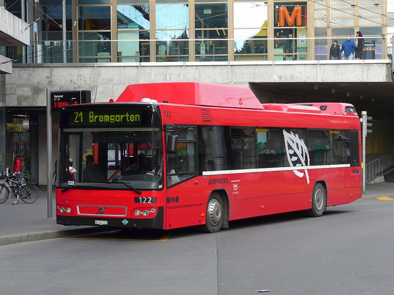 Bern Mobil - Volvo 7700 Nr.122 BE 624122 unterwegs auf der Linie 21 in Bern am 28.12.2008