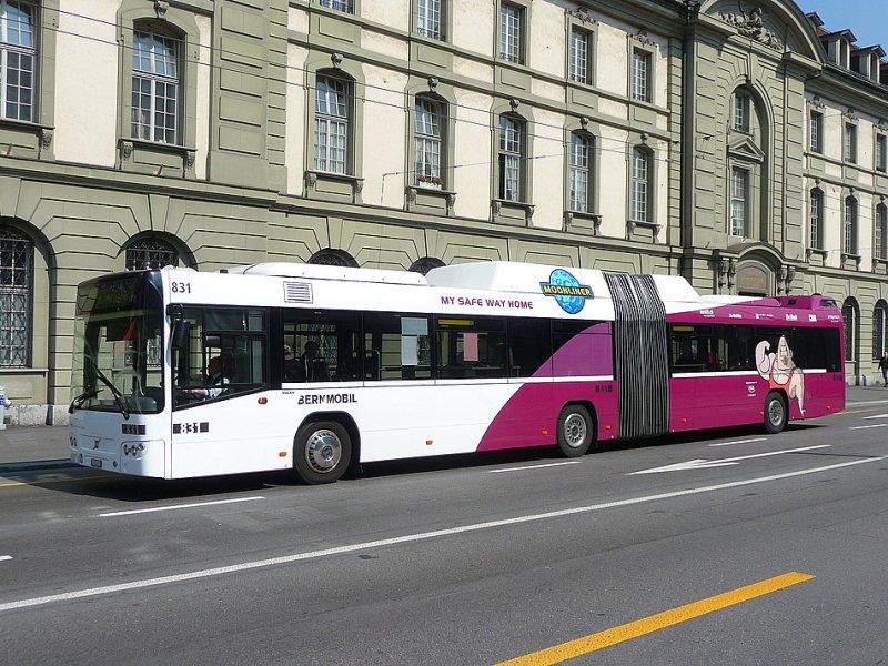 Bern mobil - Volvo 7700 Nr.831  BE 612831 unterwegs auf der Linie 11 in der Stadt Bern am 14.04.2009