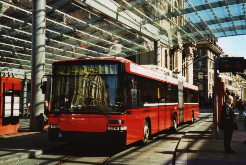 Bernmobil, Bern Nr. 9 NAW/Hess Gelenktrolleybus am 16. Mrz 2009 Bern, Bahnhof