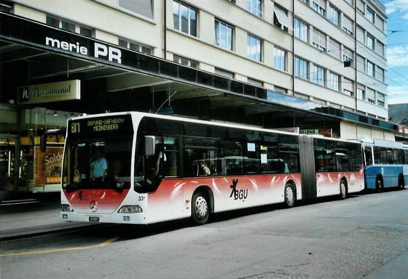 BGU Grenchen Nr. 33/BE 281'744 Mercedes Citaro (ex ABM Meinisberg Nr. 3) am 2. August 2008 Biel, Bahnhof