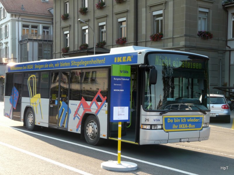 bls Busland - Scania-Hess  Nr.26  BE 122011 bei den Bushaltestellen beim Bahnhof Burgdorf am 08.09.2009