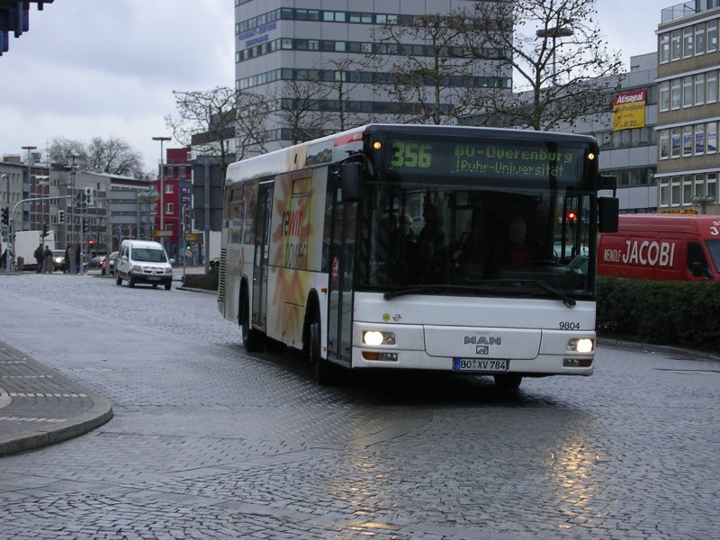 Bogestra MAN, Wagen 9804, als Linie 356 bei der Ausfahrt vom Bochumer HBF/BBF.,zum Ziel Bochum Querenburg.(06.02.2008)
ve