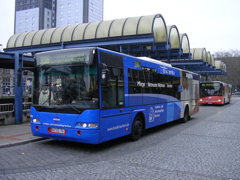 Bogestra Neoplan , Linie 336 von Bochum Hbf/Bbf. nach Dortmund-
Ltgendortmund.(24.02.2008)