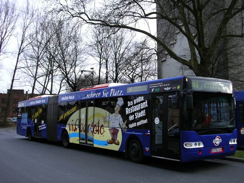 Bogestra Neoplan,Linie 368 ,Wanne Eickel Hbf. nach Bochum Ruhrpark, als Werbetrger von  via bartolo .(14.01.2008)
bin mir nicht sicher ob die Kategorie stimmt.