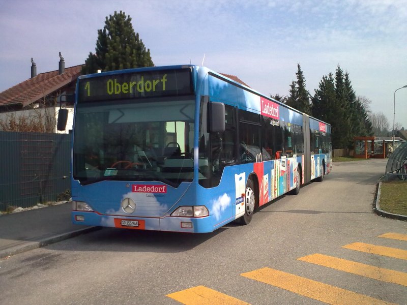 BSU Citaro G Nr.48 mir Vollwerbung  Ladendorf,Langendorf  (Einkaufszentrum). Linie 1, am 23.03.09 in Recherswil