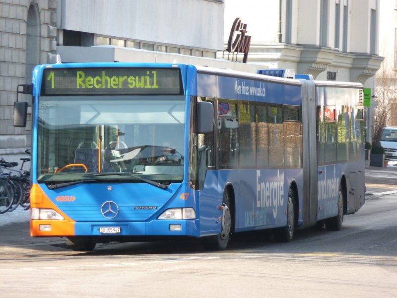 BSU - Mercedes Citaro Bus Nr. 47  SO 155947 unterwegs auf der Linie 1 in Solothurn am 21.02.2009