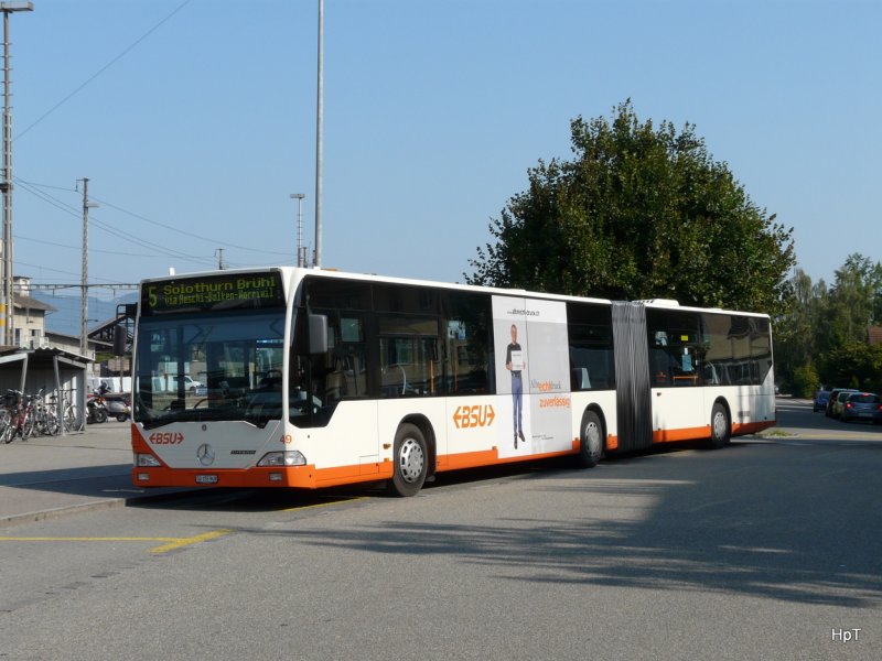 BSU - Mercedes Citaro Bus Nr.49  SO 155949 unterwegs auf der Linie 5 bei den Haltestellen neben dem Bahnhof von Herzogenbuchsee am 08.09.2009