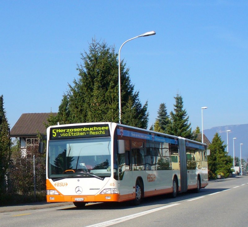 BSU - Mercedes Citaro Bus Nr.45 SO 143445 eingeteilt auf der Linie 5 unterwegs nach Herzogenbuchsee am 21.09.2007