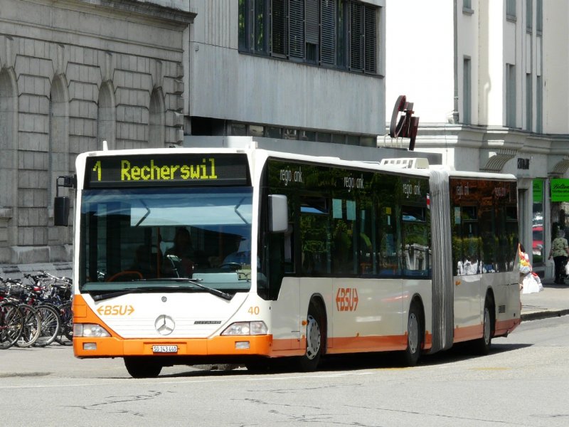 BSU - Mercedes Citaro Gelenkbus Nr.40  SO 143440 eingeteilt auf der Linie 1 in Solothurn am 05.07.2008