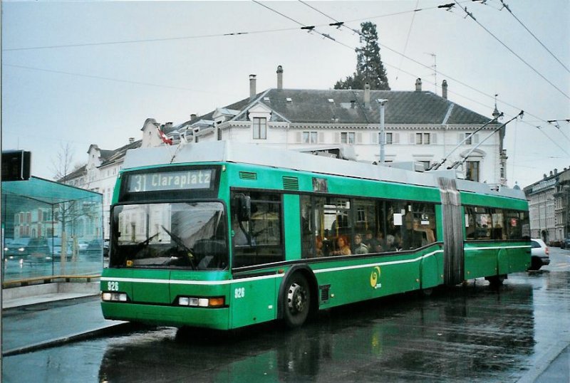 BVB Basel Nummer 926 Neoplan Trolleybus am 20. Februar 2008 Basel, Wettsteinplatz