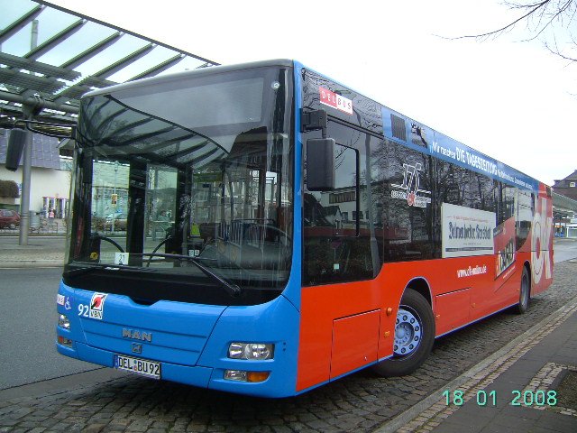 delbus,Delmenhorst aus Delmenhorst.MAN Lion's City Wagen 92.Aufgenommen am ZOB Delmenhorst.