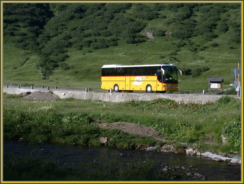 Der gelbe Setrabus macht sich gut in der grnen Landschaft. (23.06.2007)