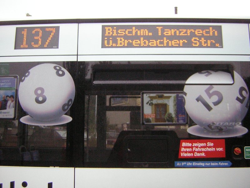 Dieses Foto wurde in Brebach aufgenommen und soll das Ziel wo der Bus hinfhrt zeigen.