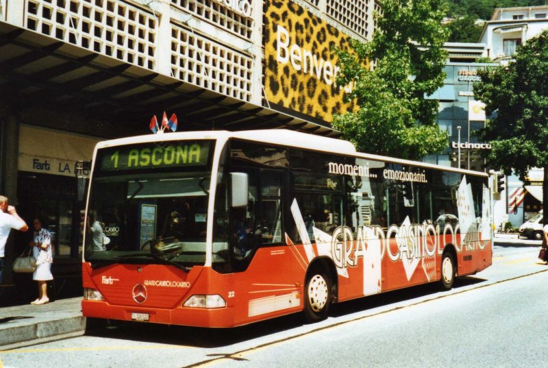 FART Locarno Nr. 22/TI 126'522 Mercedes Citaro am 20. Juli 2009 Locarno, Bahnhof (mit Vollwerbung fr  Grand Casino )